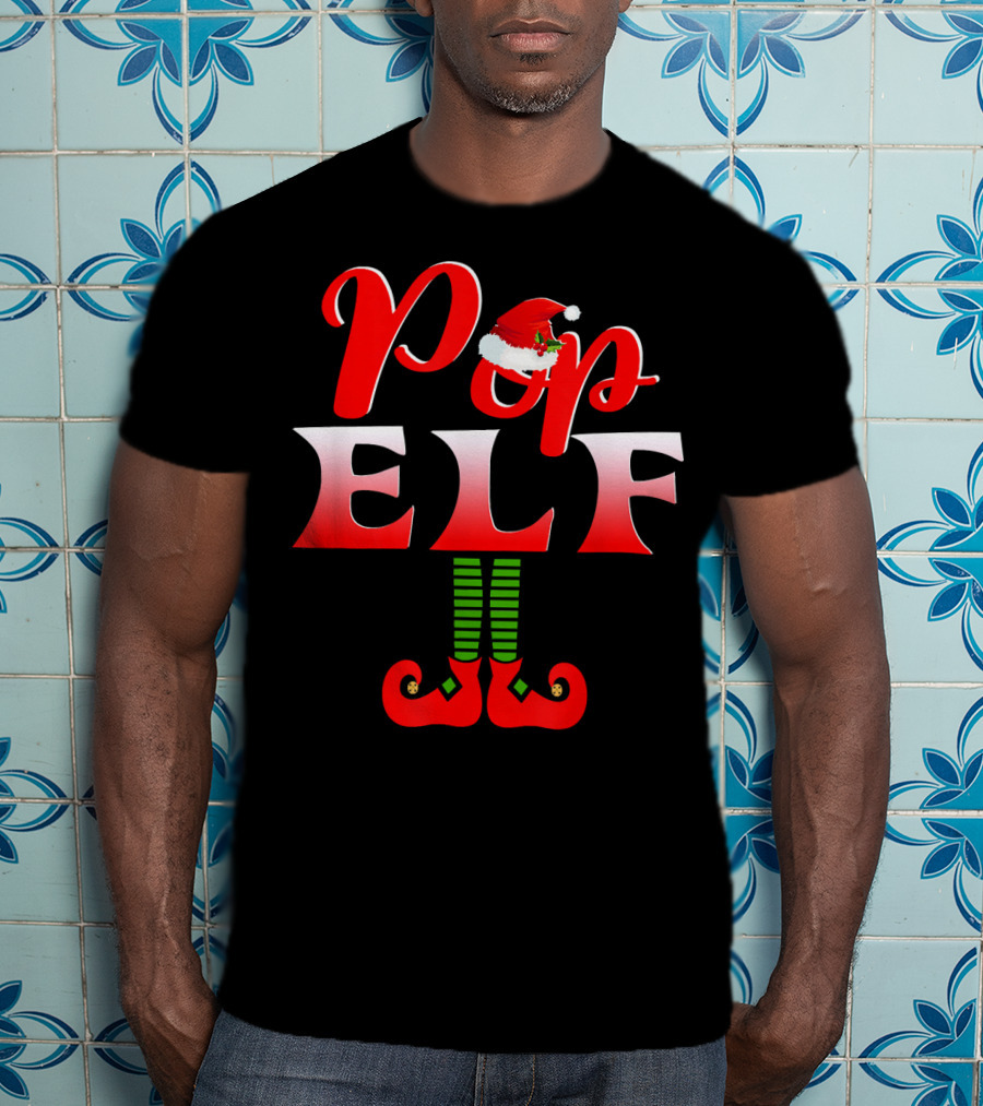Pop Elf Santa Hat Funny Christmas Group T-Shirt