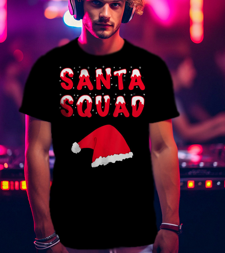 Funny Christmas Santa Squad Santa Hat T-Shirt