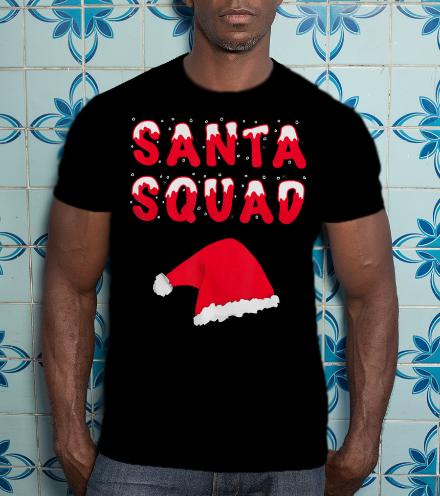 Funny Christmas Santa Squad Santa Hat T-Shirt