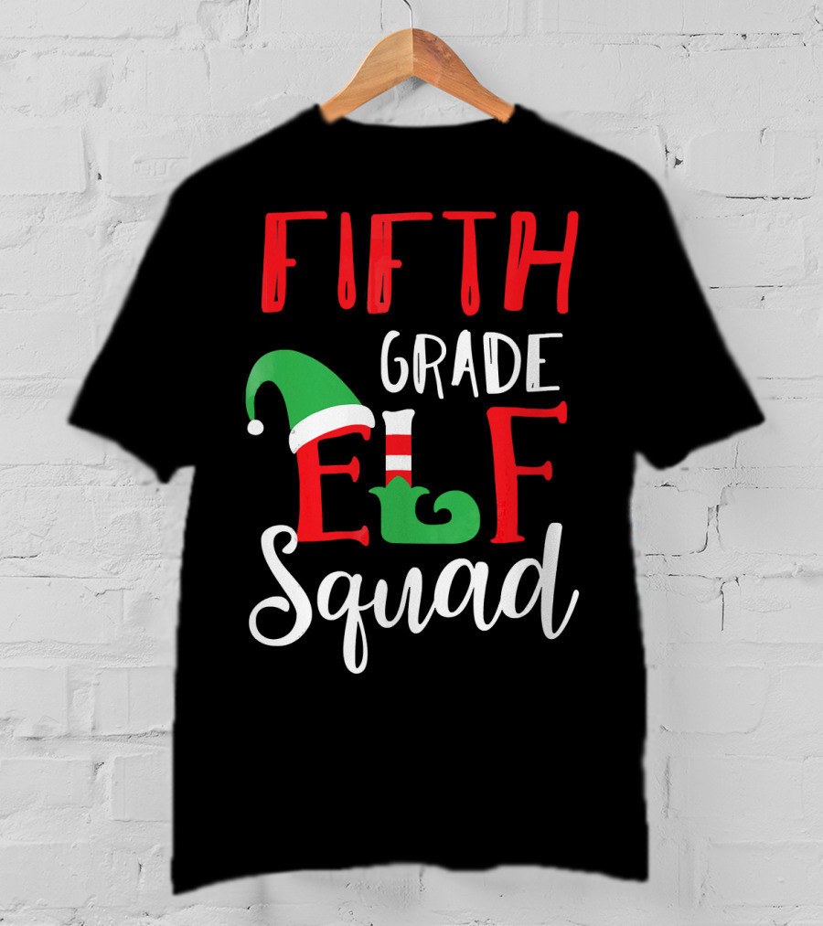 Fifth Grade Christmas Elf Squad Teacher T-Shirt