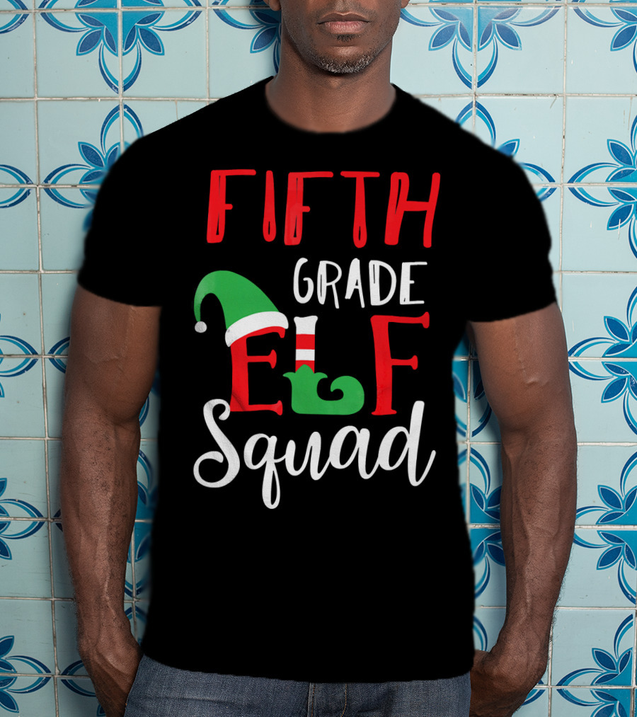 Fifth Grade Christmas Elf Squad Teacher T-Shirt