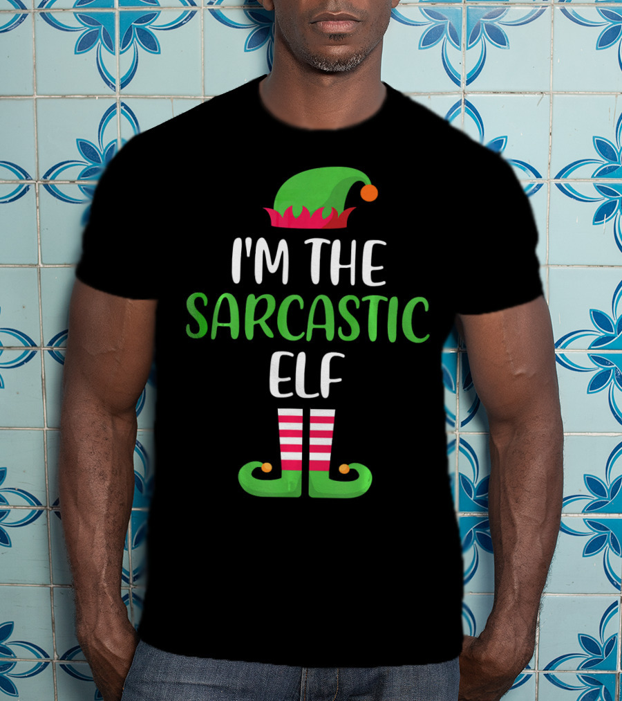 I'm The Sarcastic Elf With Green Hat And Striped Shoes T-Shirt