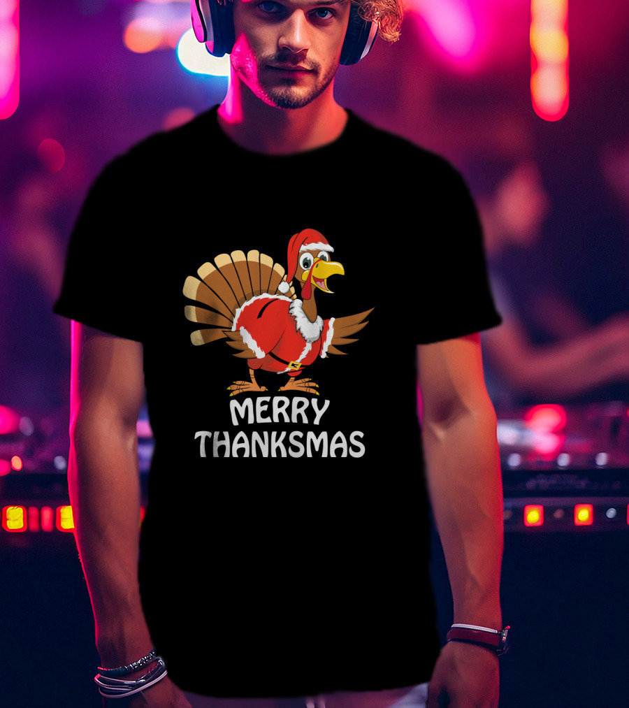 Merry Thanksmas Santa Turkey T-Shirt