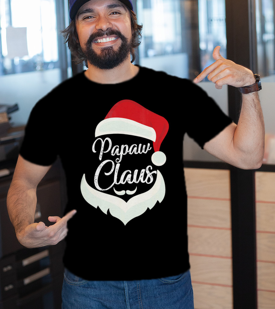 Papaw Claus Santa Hat White Beard Festive Christmas T-Shirt
