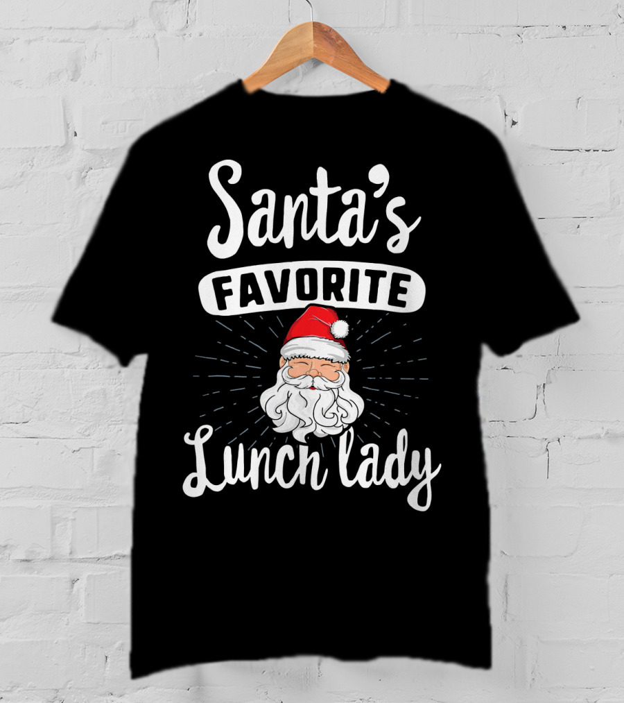 Santa's Favorite Lunch Lady Christmas Santa Claus Red Hat T-Shirt