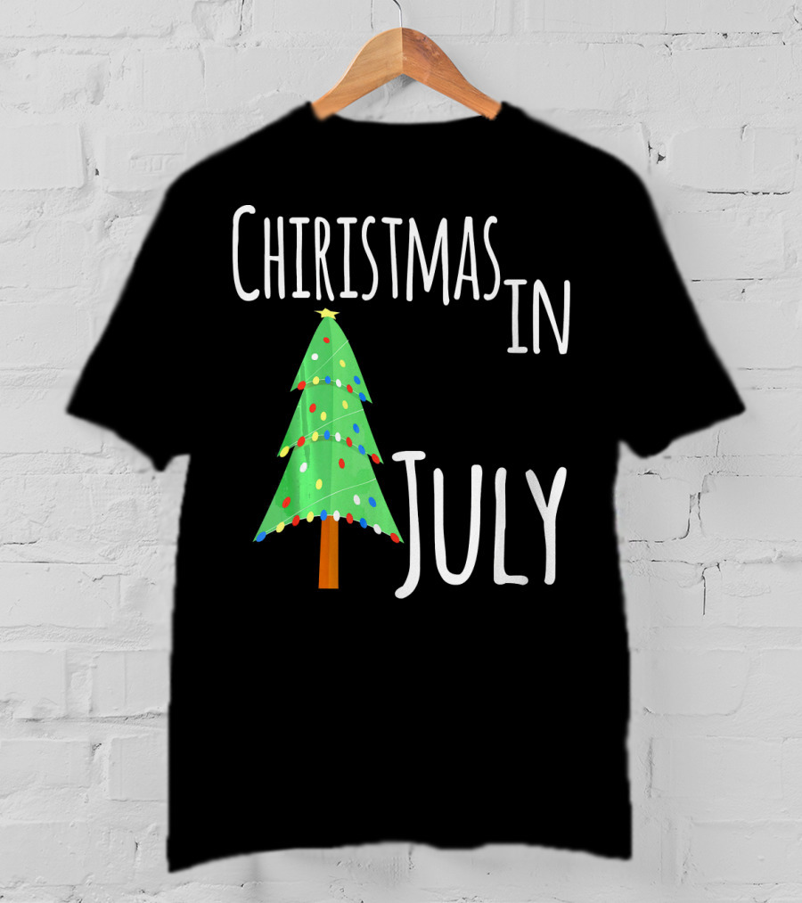 Christmas In July Tree Lights Festive Summer T-Shirt