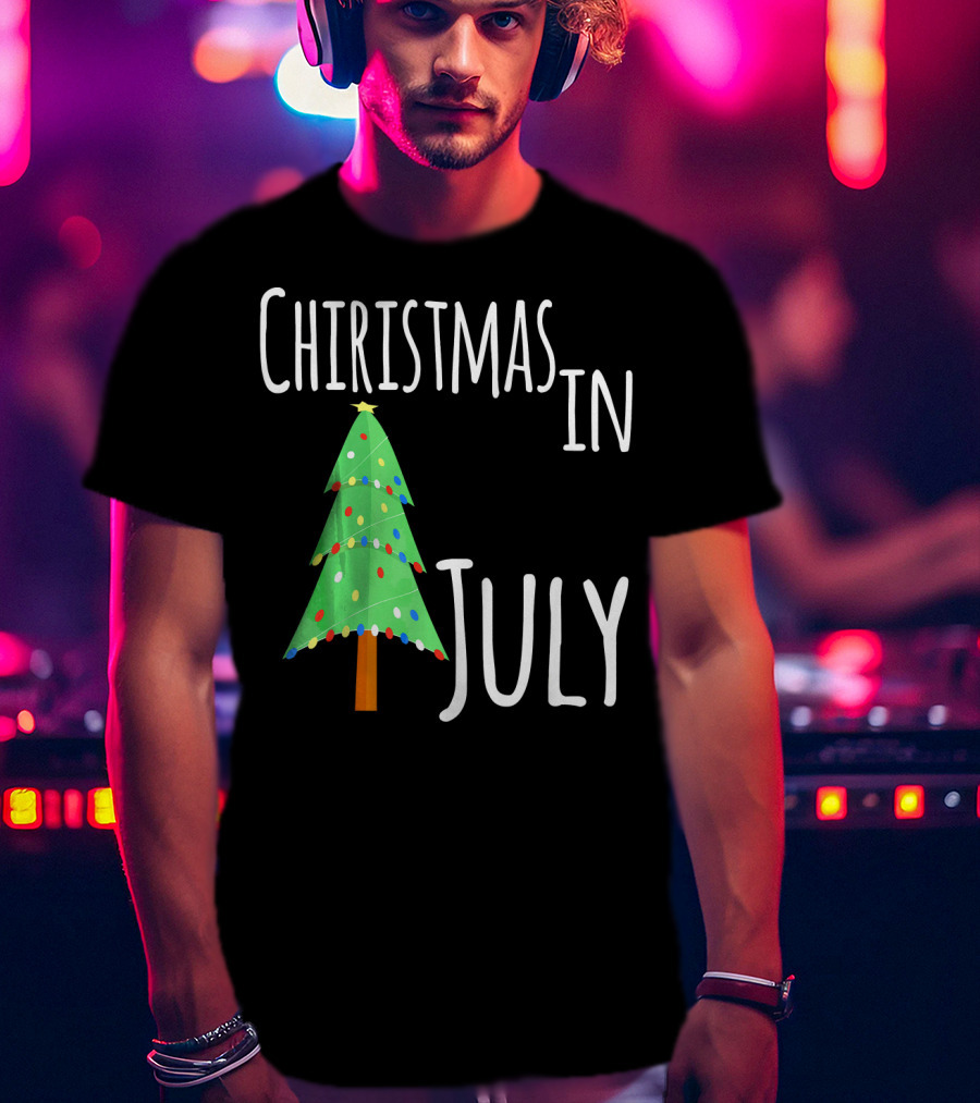 Christmas In July Tree Lights Festive Summer T-Shirt