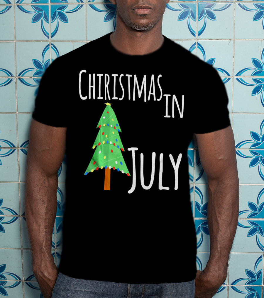Christmas In July Tree Lights Festive Summer T-Shirt