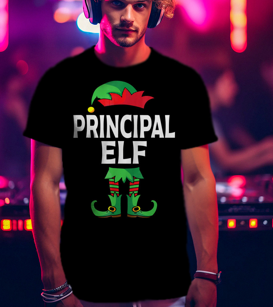 Principal Elf Green And Red Costume Matching Family Group T-Shirt