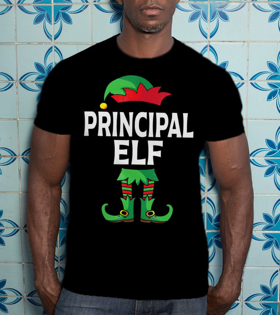 Principal Elf Green And Red Costume Matching Family Group T-Shirt