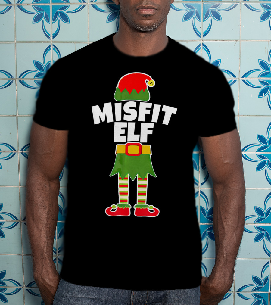 MISFIT ELF Funny Rudolph Weirdo Loser Christmas T-Shirt