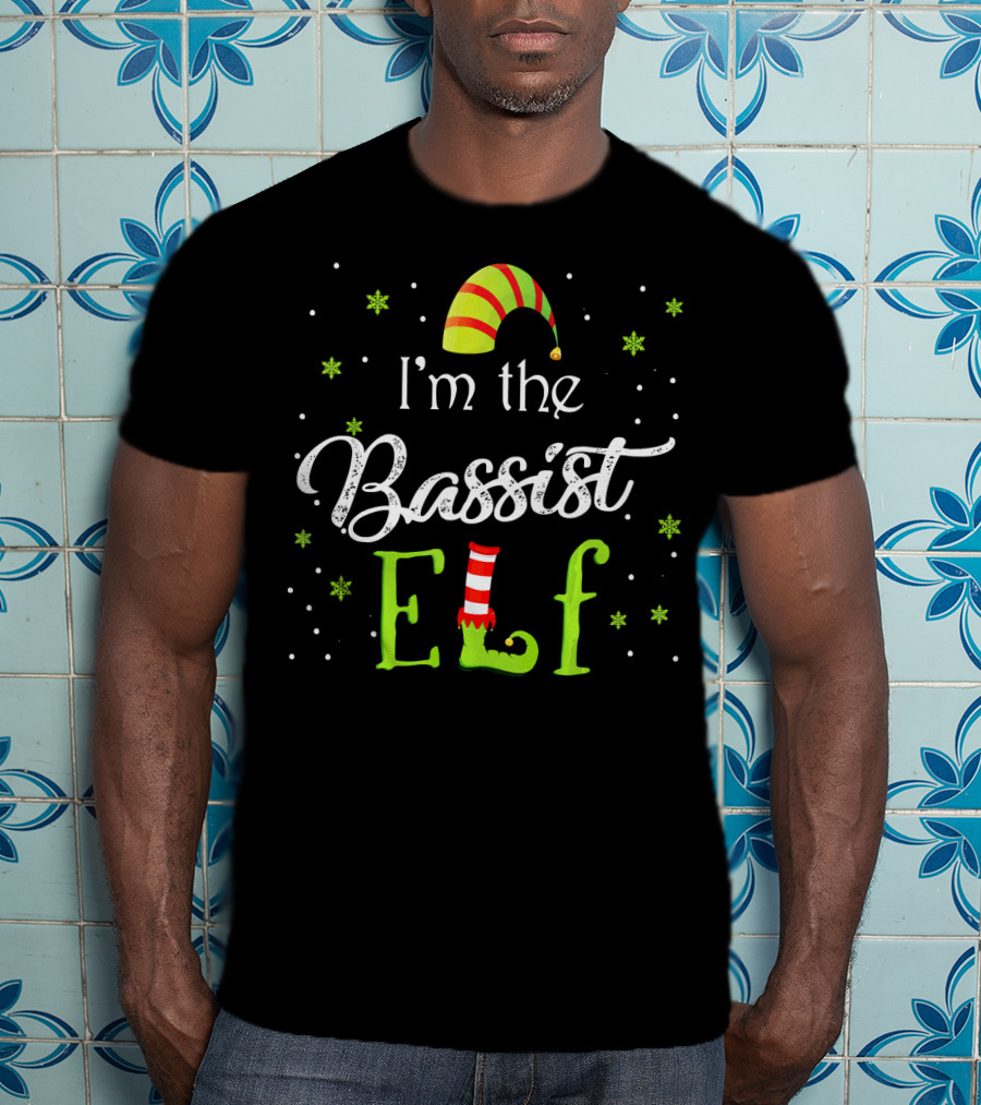 I'm The Bassist Elf Costume Family Matching Christmas T-Shirt