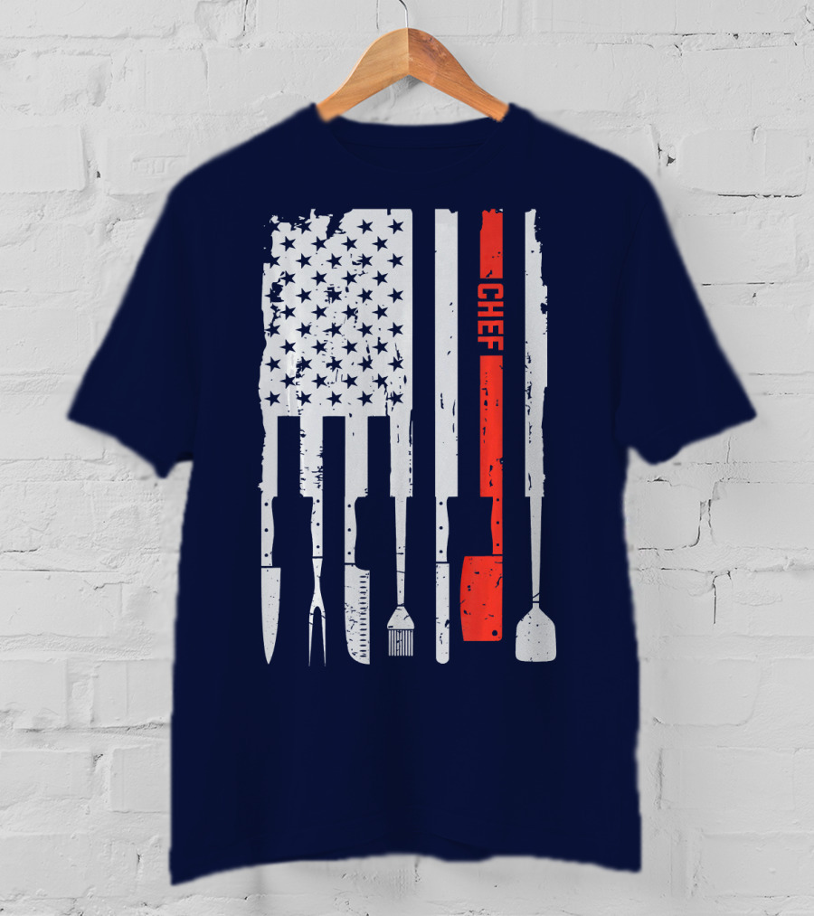 American Flag Baking Tools Chef Humorous Pastry T-Shirt