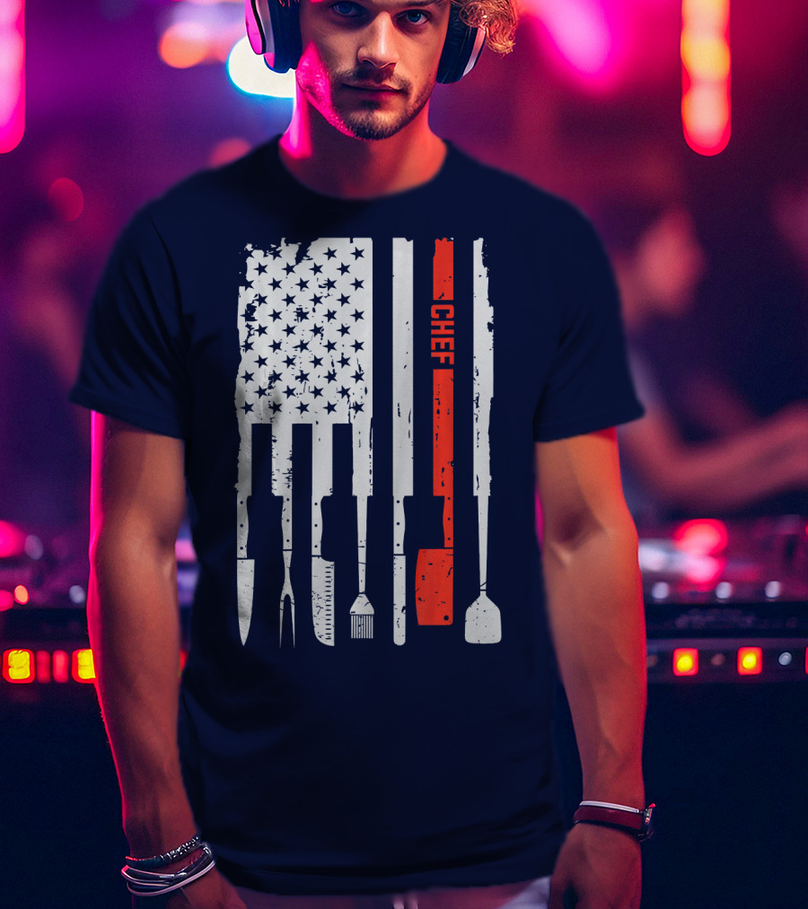American Flag Baking Tools Chef Humorous Pastry T-Shirt