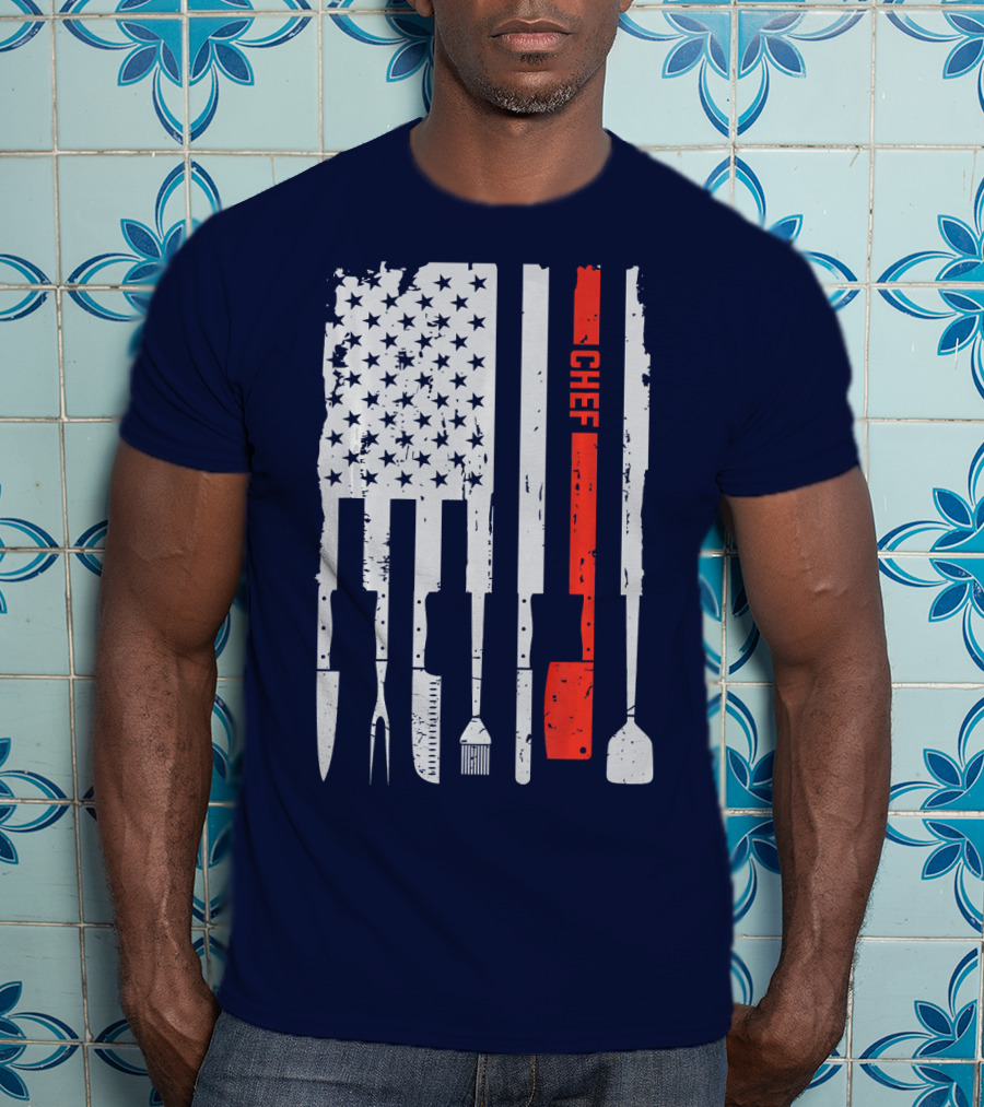 American Flag Baking Tools Chef Humorous Pastry T-Shirt