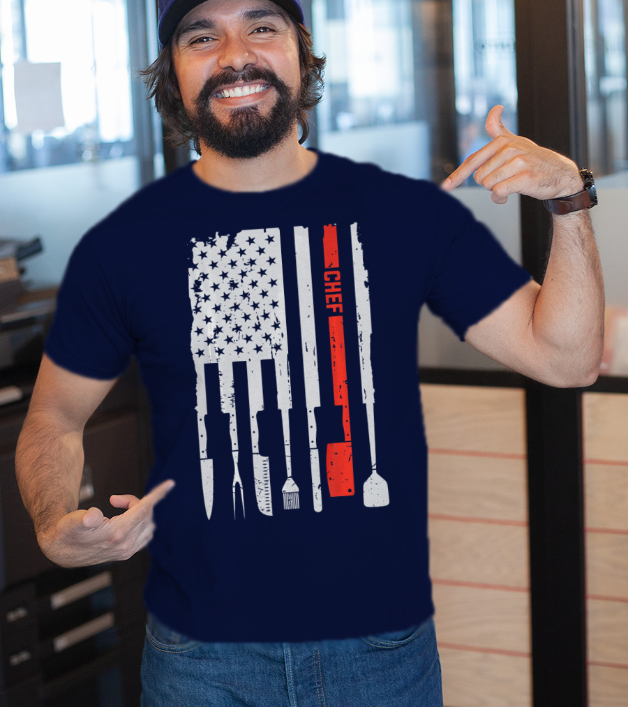 American Flag Baking Tools Chef Humorous Pastry T-Shirt