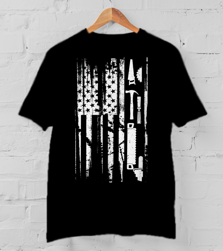 American Flag Woodworking Tools T-Shirt