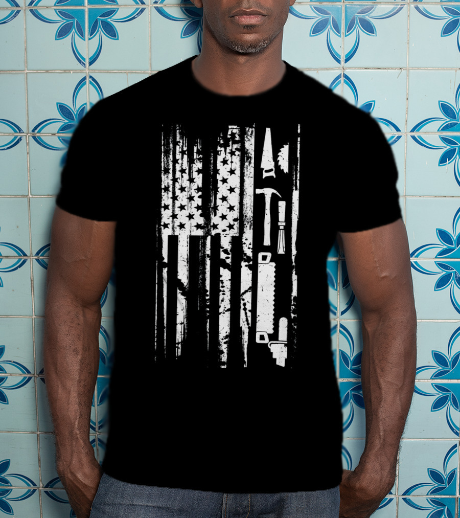 American Flag Woodworking Tools T-Shirt