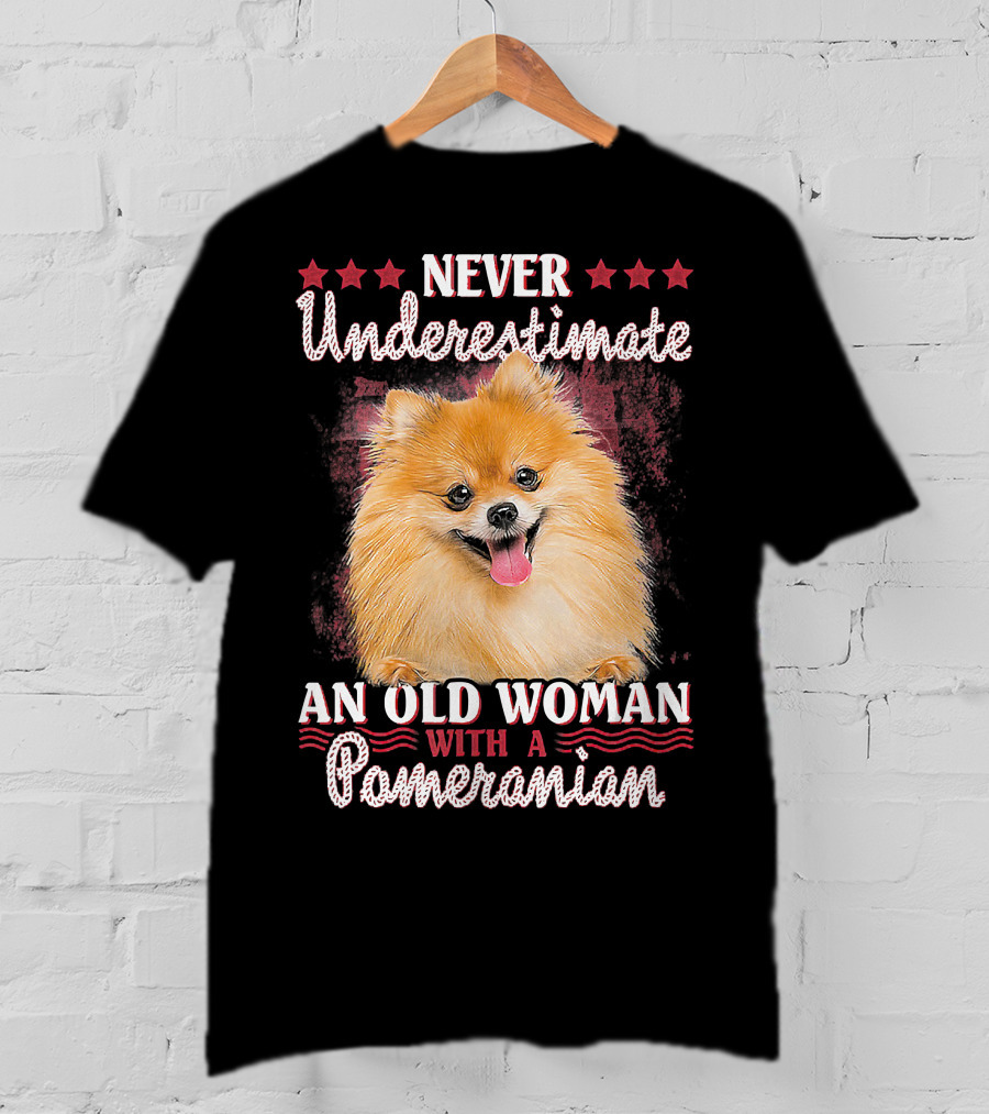 Never Underestimate An Old Woman With A Pomeranian T-Shirt