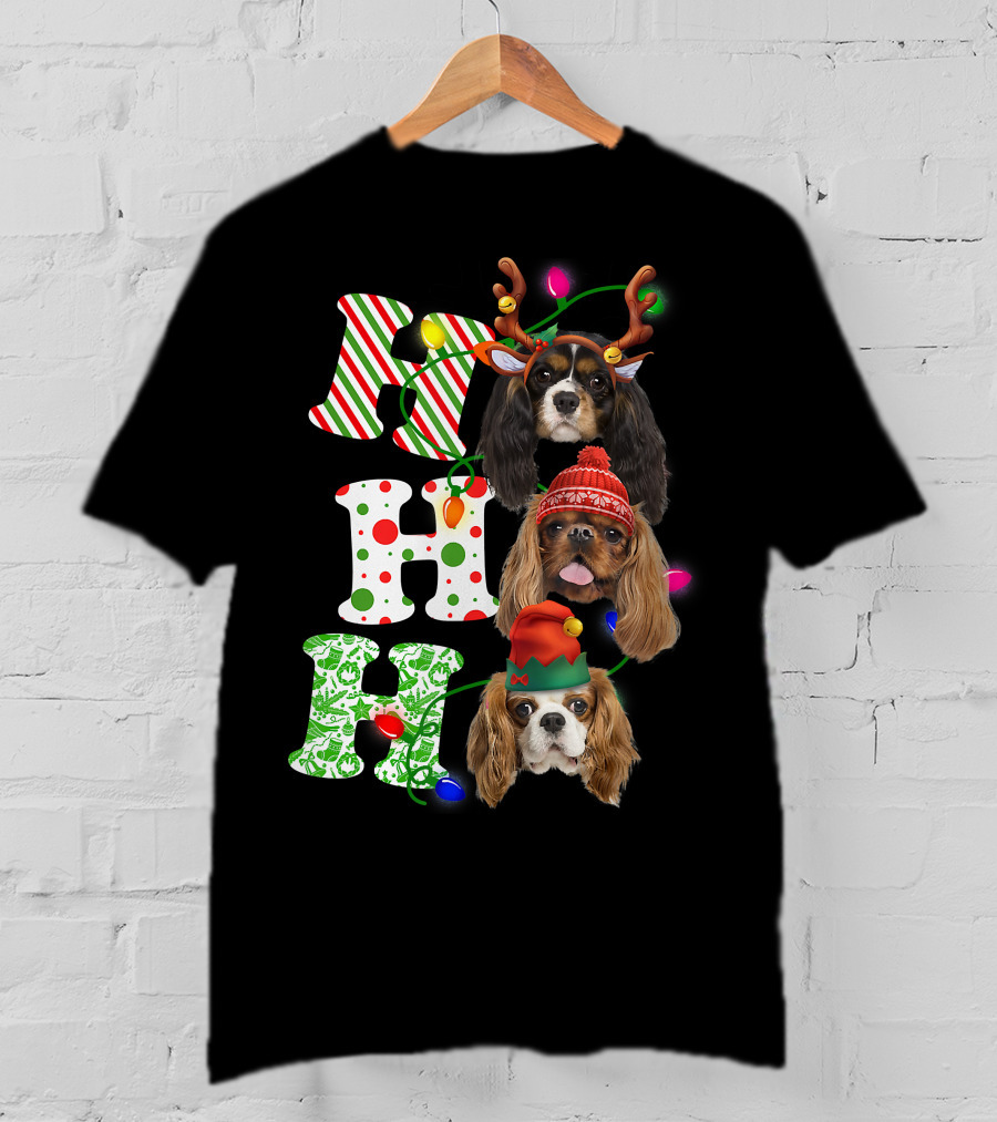 Ho Ho Ho Christmas Cavalier King Charles Spaniel Festive Dogs T-Shirt