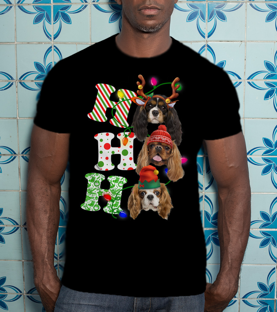 Ho Ho Ho Christmas Cavalier King Charles Spaniel Festive Dogs T-Shirt