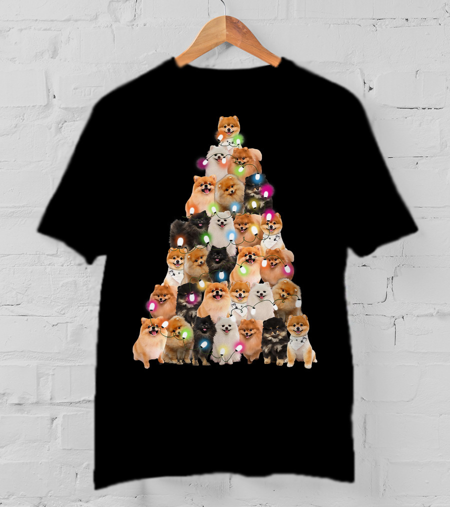 Holiday Cheer Pomeranian Christmas Tree Of Festive Pups T-Shirt
