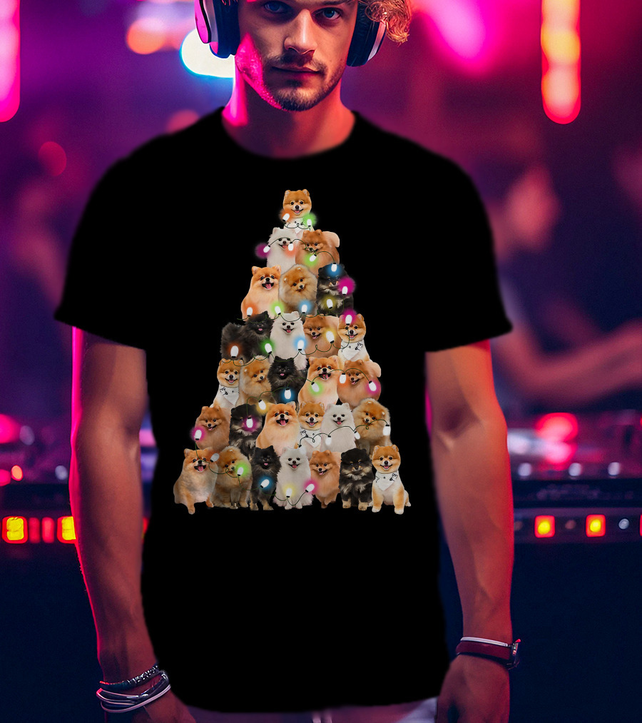 Holiday Cheer Pomeranian Christmas Tree Of Festive Pups T-Shirt
