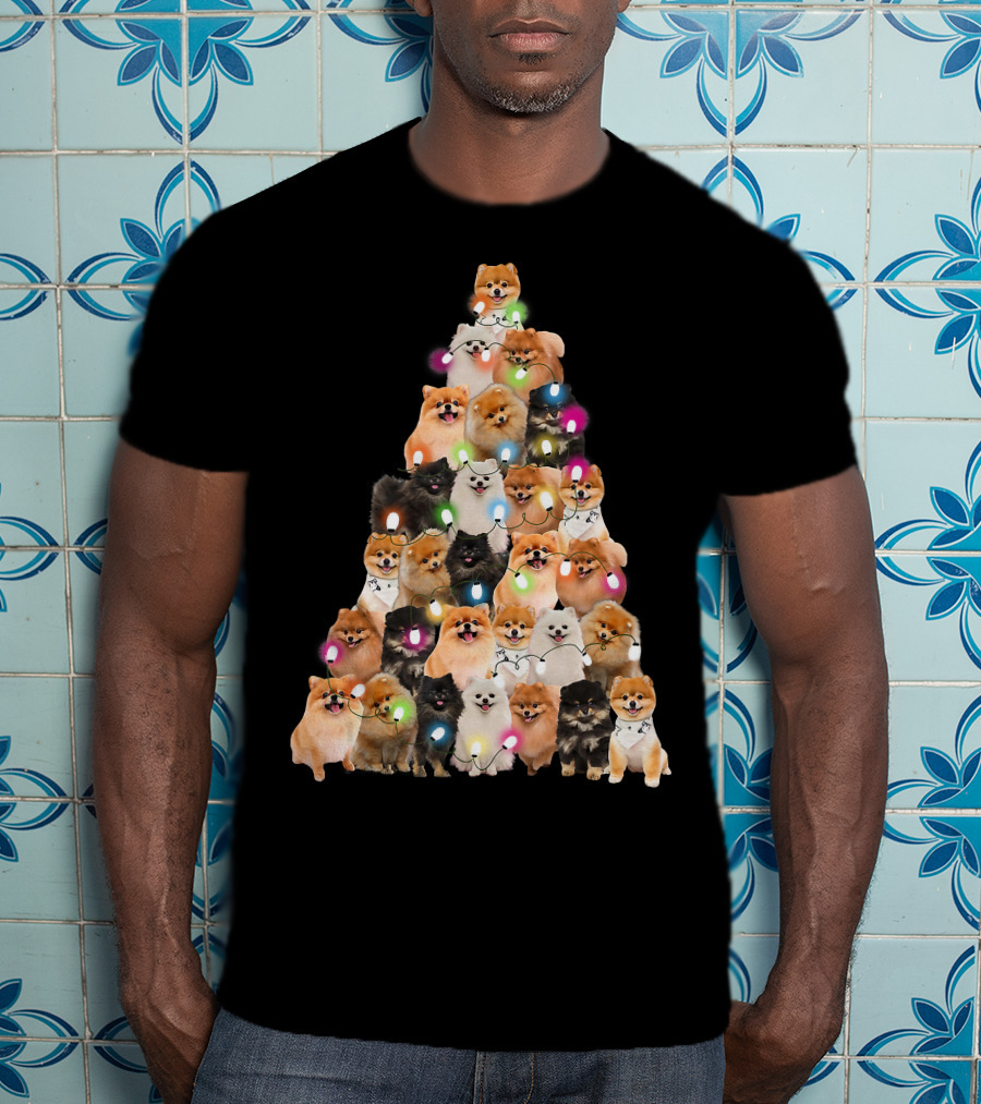 Holiday Cheer Pomeranian Christmas Tree Of Festive Pups T-Shirt