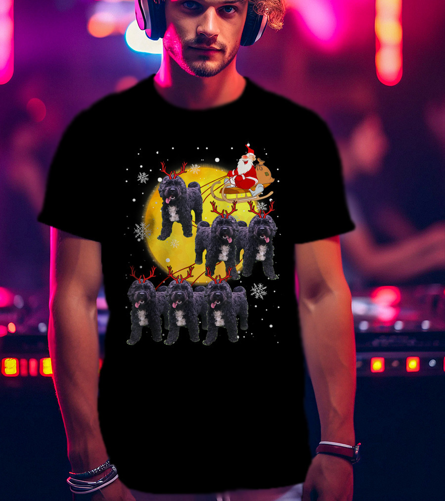 Cockapoo Reindeer Santa Sleigh Christmas Funny Cocka T-Shirt