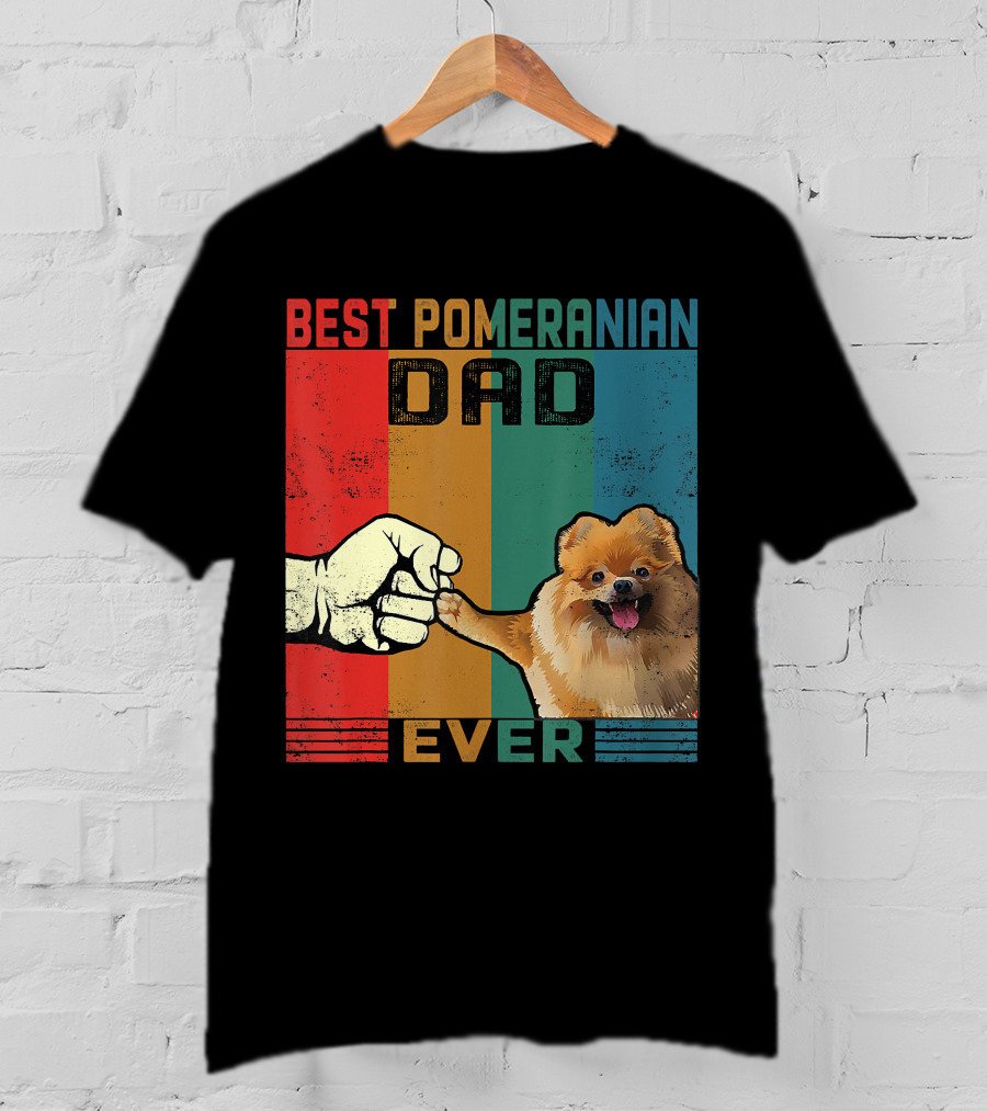 Best Pomeranian Dad Ever Vintage Fist Bump T-Shirt