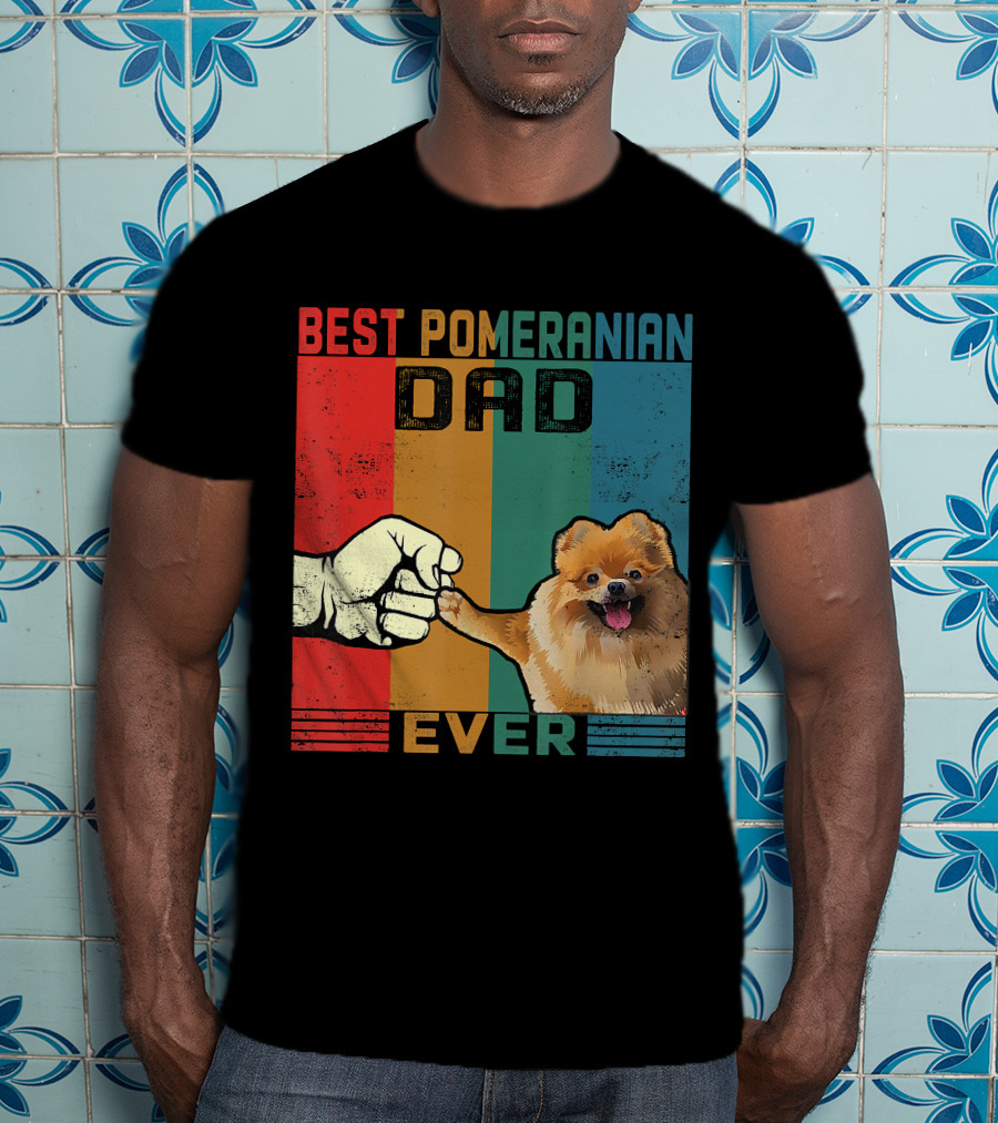 Best Pomeranian Dad Ever Vintage Fist Bump T-Shirt