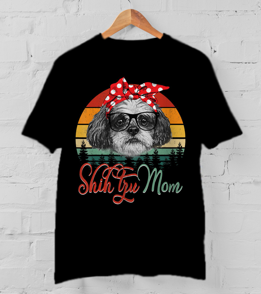 Shih Tzu Mom Retro Dog Lovers Mother T-Shirt