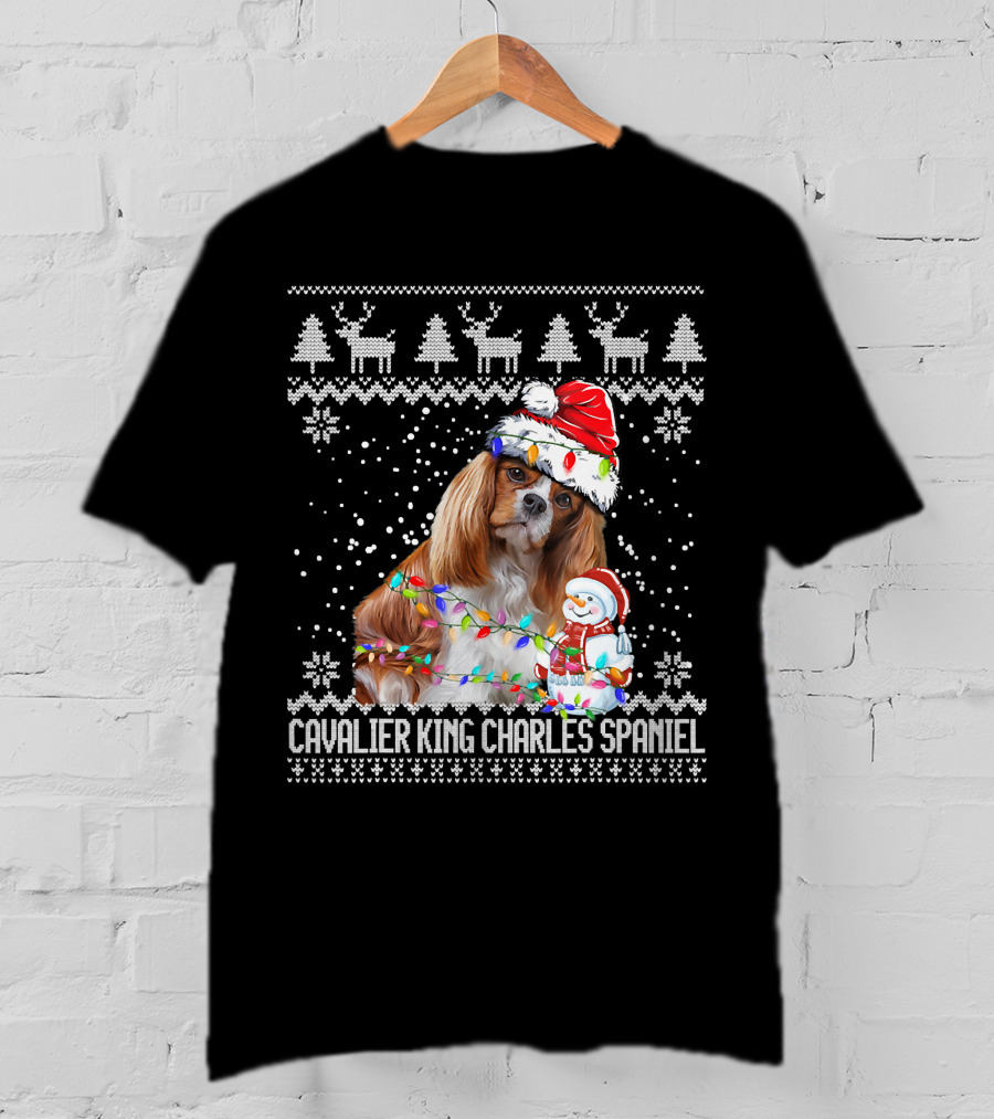 Cavalier King Charles Spaniel Christmas Santa Snowman Reindeer T-Shirt