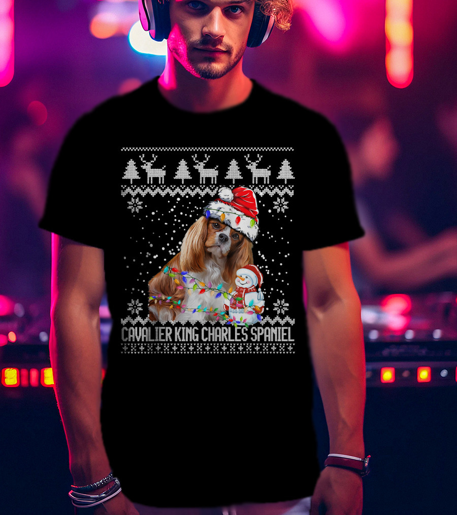 Cavalier King Charles Spaniel Christmas Santa Snowman Reindeer T-Shirt