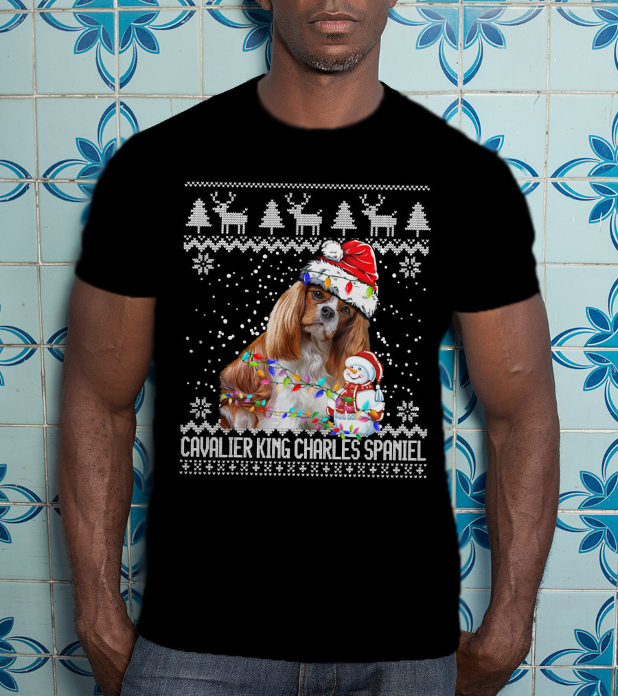 Cavalier King Charles Spaniel Christmas Santa Snowman Reindeer T-Shirt