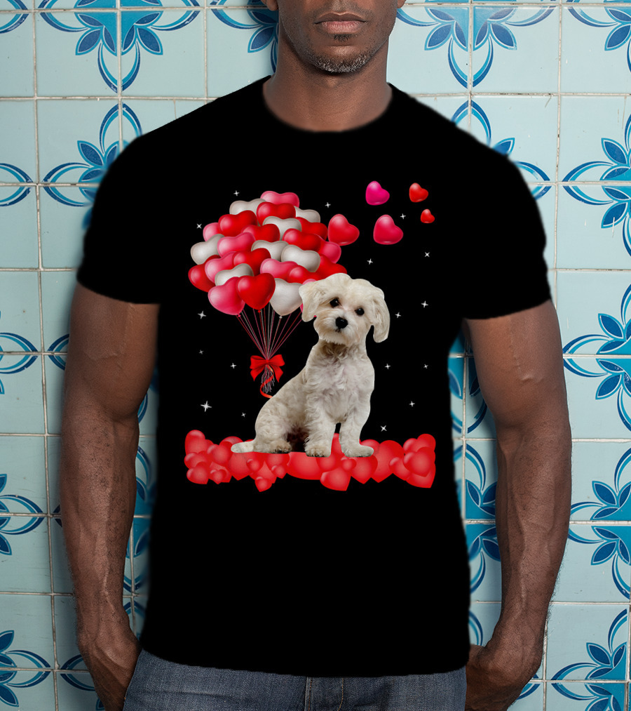 Heartfelt Maltese With Heart Balloons Valentine's Day T-Shirt