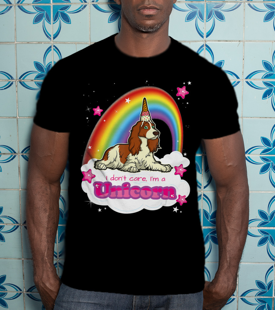 I Don't Care I'm A Unicorn English Cocker Spaniel Rainbow T-Shirt