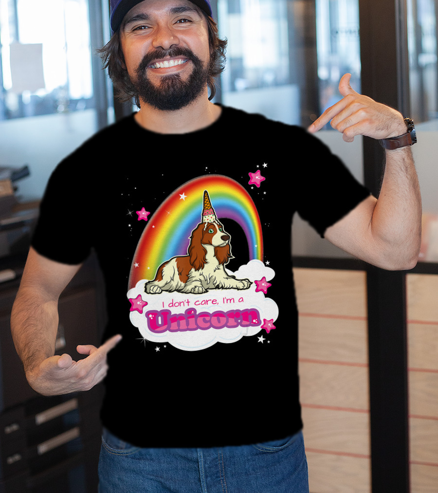 I Don't Care I'm A Unicorn English Cocker Spaniel Rainbow T-Shirt