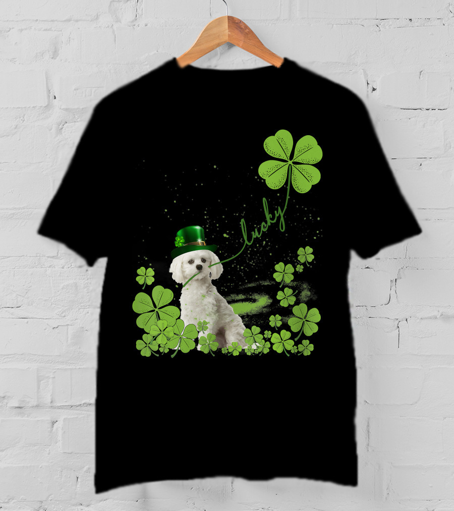 Lucky Shamrock Maltese Dog St Patrick's Day T-Shirt
