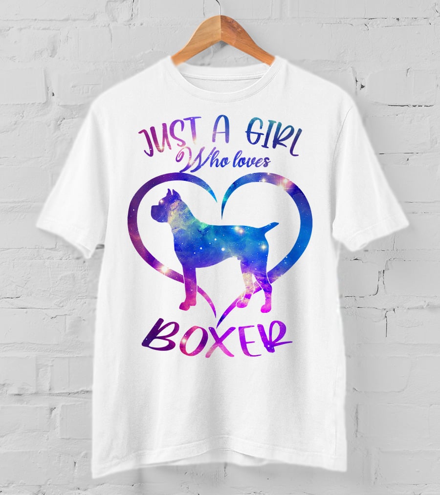 Just A Girl Who Loves Boxer Heart Galaxy T-Shirt