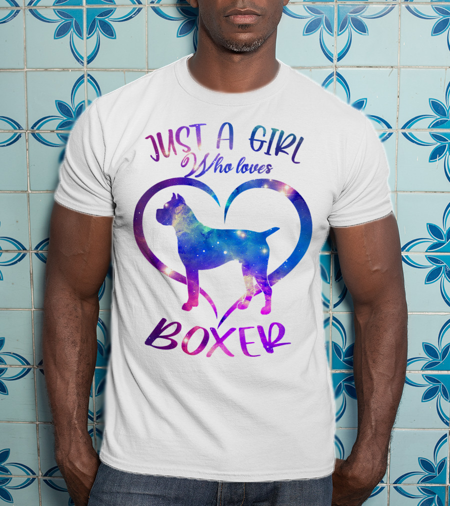 Just A Girl Who Loves Boxer Heart Galaxy T-Shirt