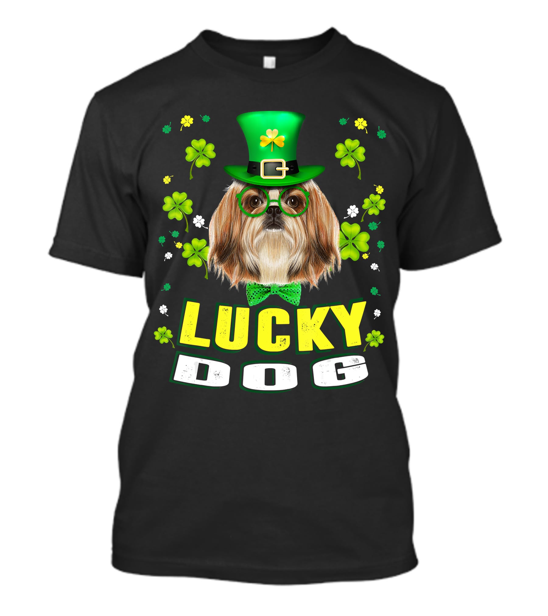 Lucky Dog Shih Tzu Leprechaun Shamrock Festive Green Hat T-Shirt