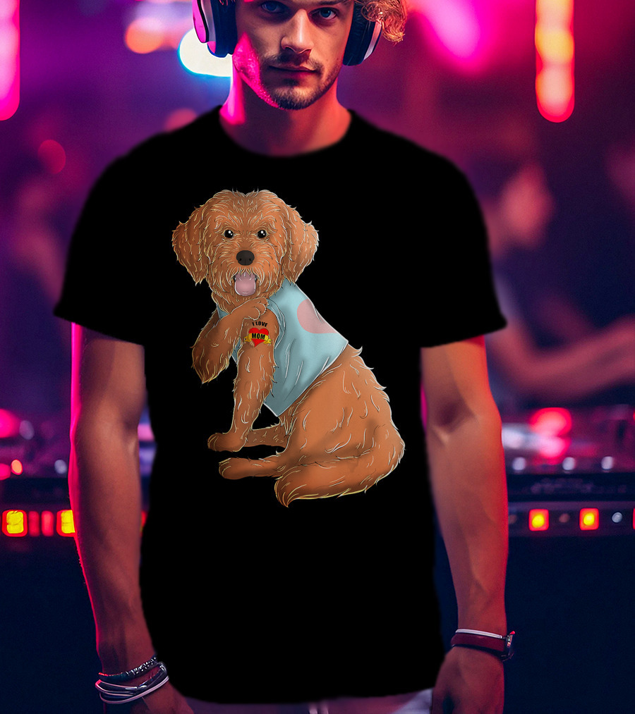 Cockapoo Dog I Love Mom Tattoo T-Shirt