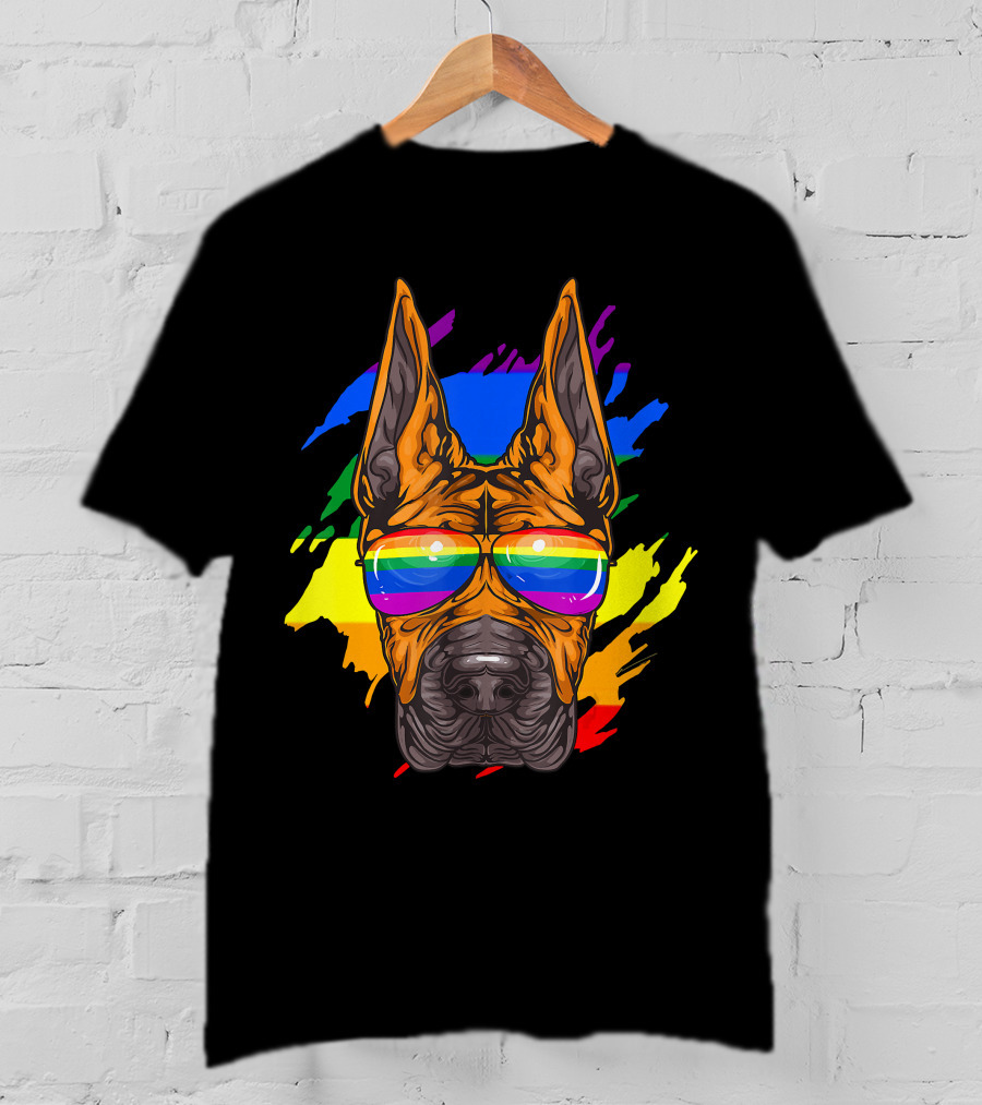 Rainbow Sunglasses Great Dane Pride T-Shirt