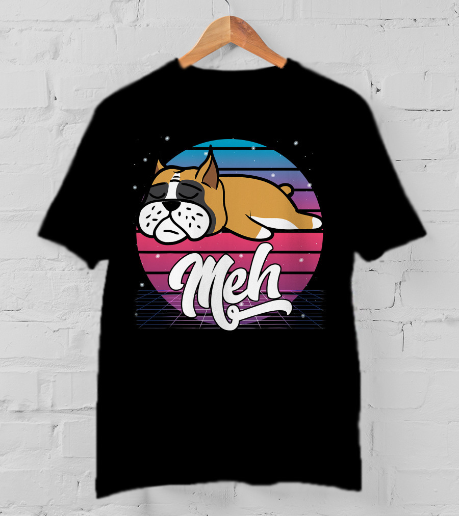 Meh Vaporwave Aesthetic Otaku Meme Retro Dog T-Shirt