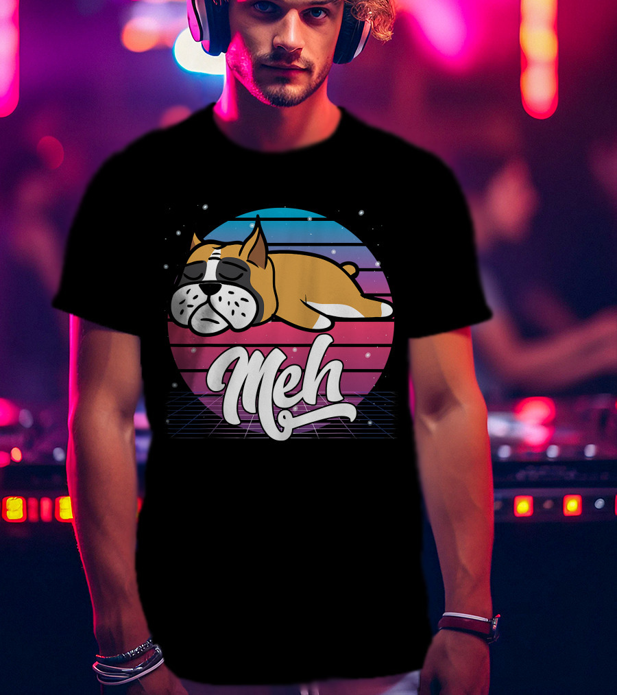 Meh Vaporwave Aesthetic Otaku Meme Retro Dog T-Shirt