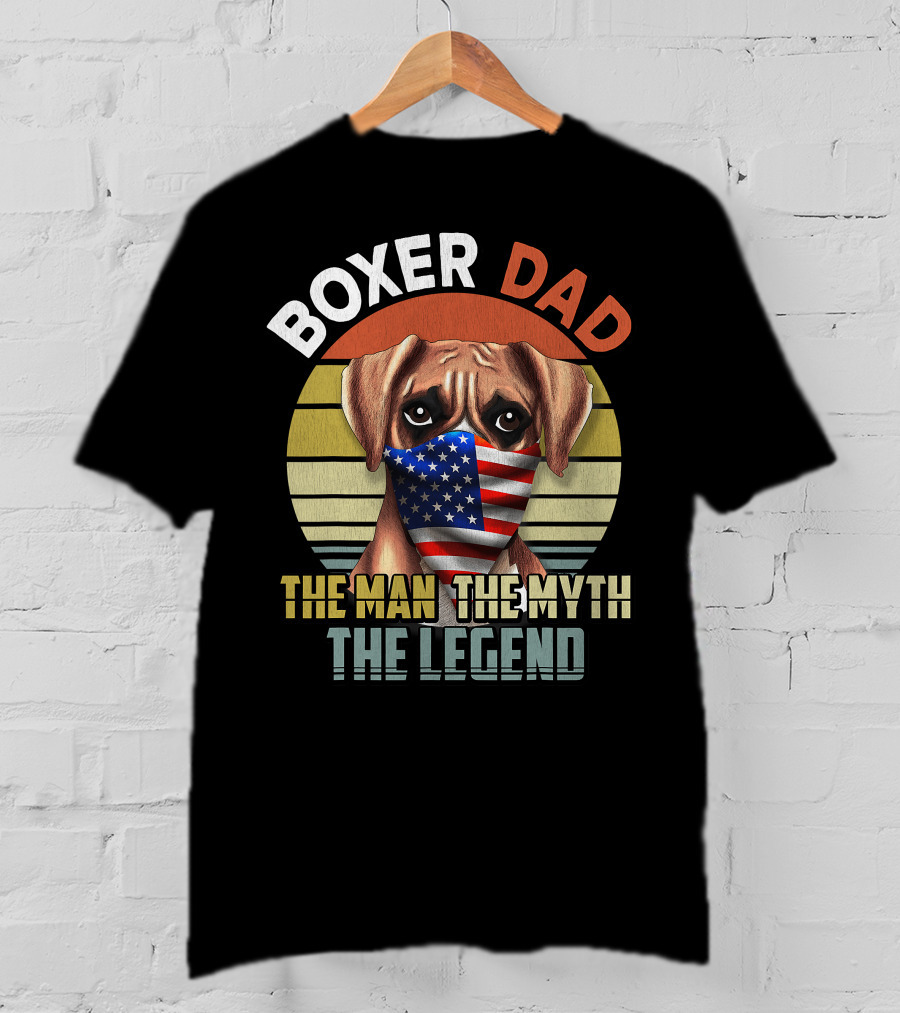 Boxer Dad US Flag Face Mask The Man The Myth The Legend T-Shirt