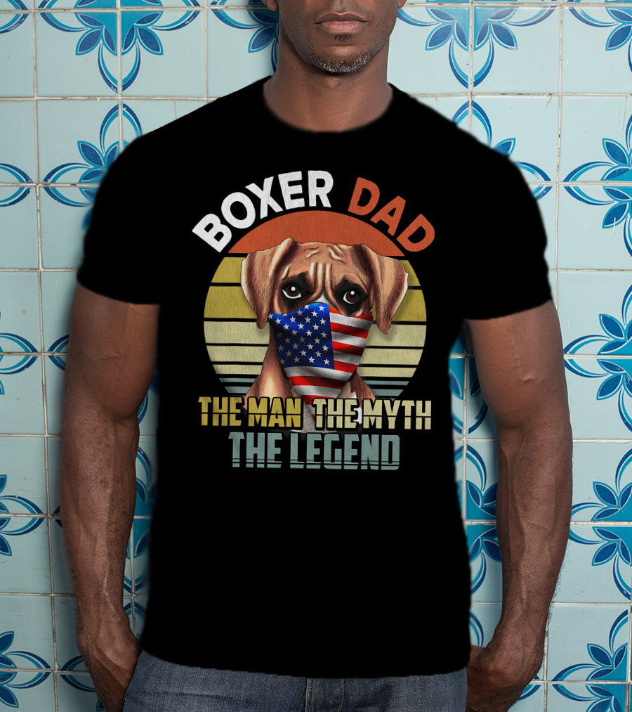 Boxer Dad US Flag Face Mask The Man The Myth The Legend T-Shirt