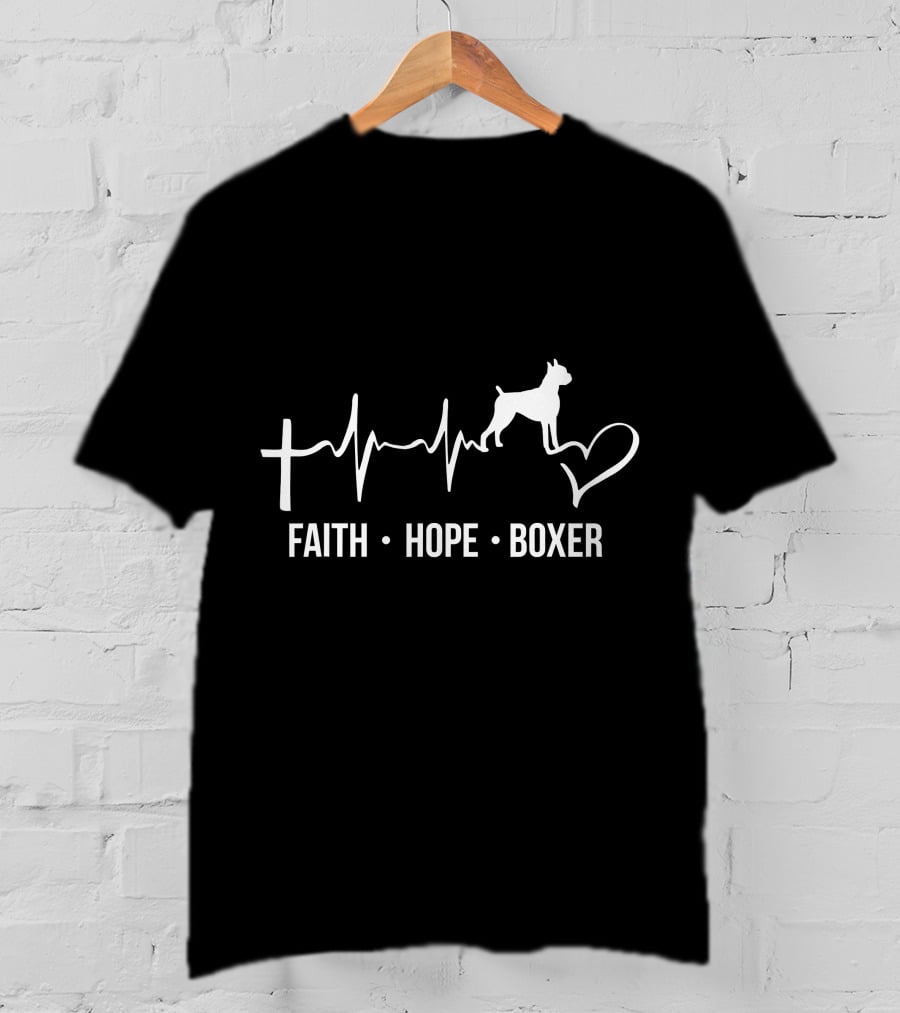 Faith Hope Boxer Heartbeat Dog Owner Lover Women Me T-Shirt