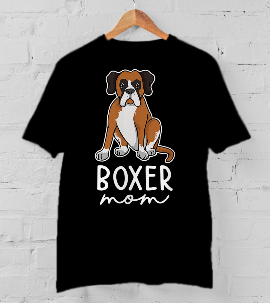 Boxer Mom With Adorable Dog Illustration For Mother's Day T-Shirt
